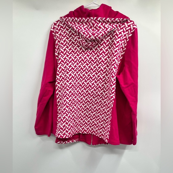 Susan Graver Weekend Pink Geometric Zip Front Hoodie Casual Jacket Size XL - Picture 8 of 10